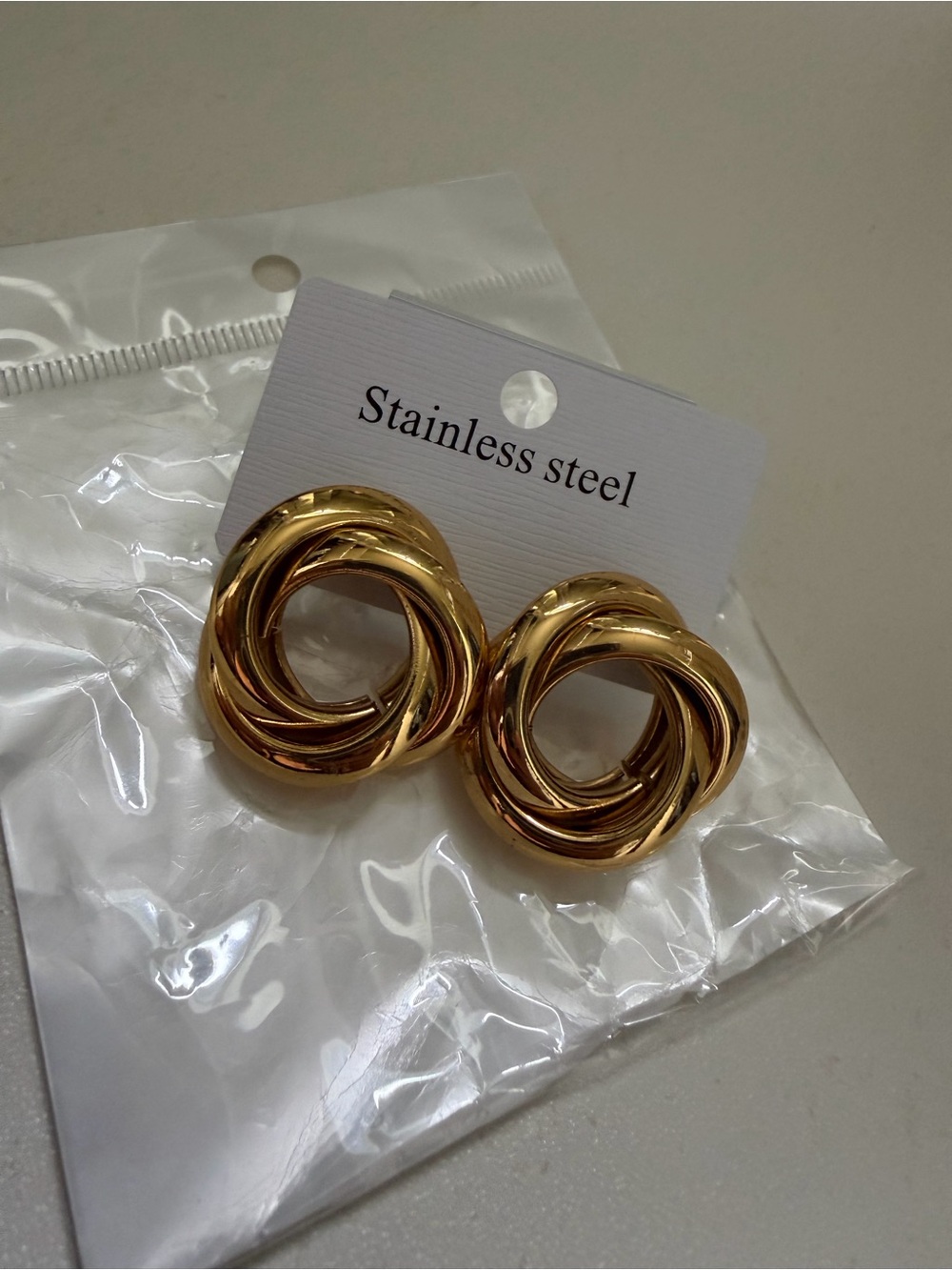 Stainless steel twist earrings